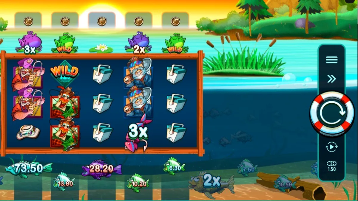 Tampilan visual slot All About the Bass 2: Froggy Style dengan tema rawa-rawa yang ceria